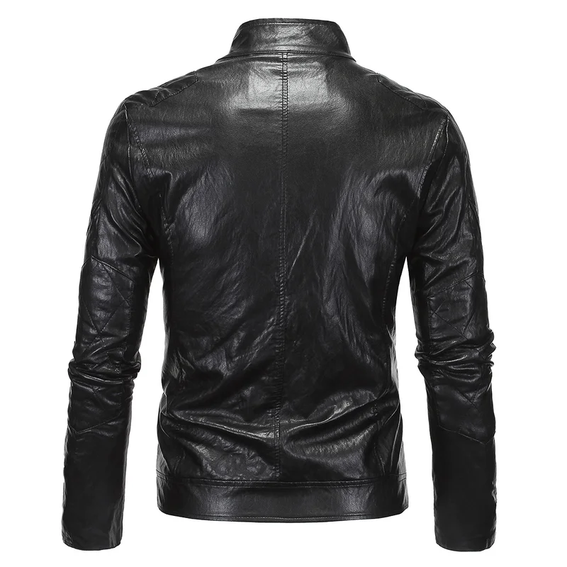 Новая Кожаная Мотоциклетная кожаная куртка с воротником в стиле панк Chaqueta De Cuero