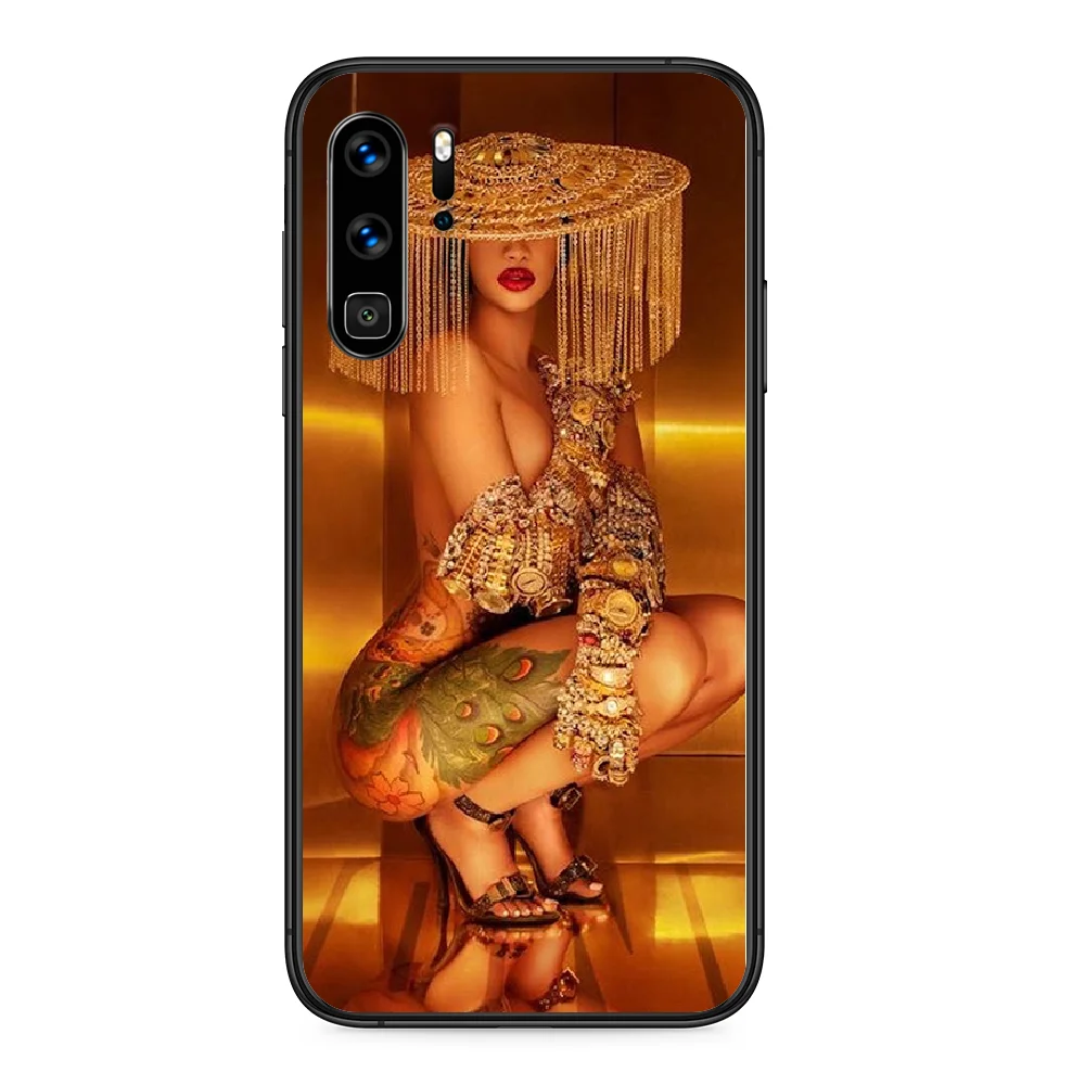 Женский чехол для телефона Cardi B Huawei P 9 Smart 10 20 30 40 8 Lite Mini Z 2019 Pro черный красивый prime