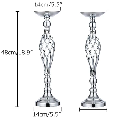 2 x 48cm Silver ERMAKOVA металлическая Цветочная композиция стойка для вазы подсвечник кронштейн канделябр главное украшение Свадебная вечеринка ужин отель украшения - Цвет: 2 x 48cm Silver