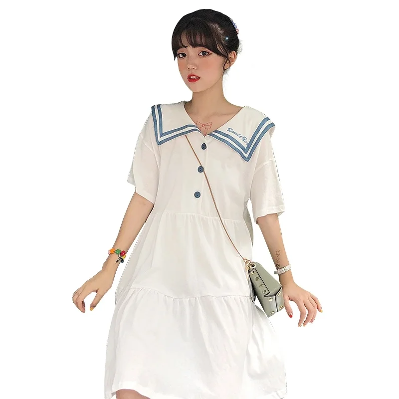 

2021 Popular Avocado Green Sailor Collar College Chic Elegant Dress for Women Ins Summer Chic Fresh