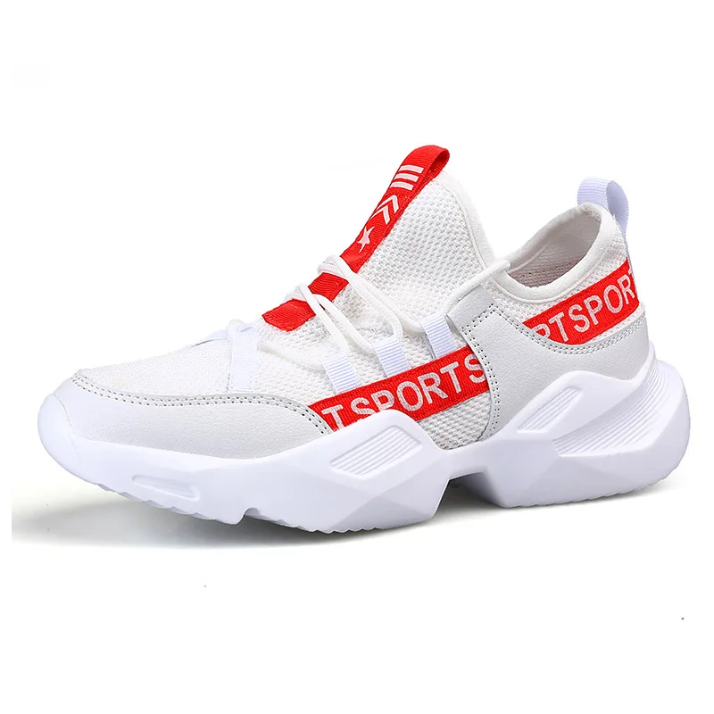 White Red C BomKinta/высококачественные мужские кроссовки на толстой подошве; Мужская Вулканизированная обувь; мужские кроссовки; уличные теннисные кроссовки с эластичным ремешком - Цвет: White Red C