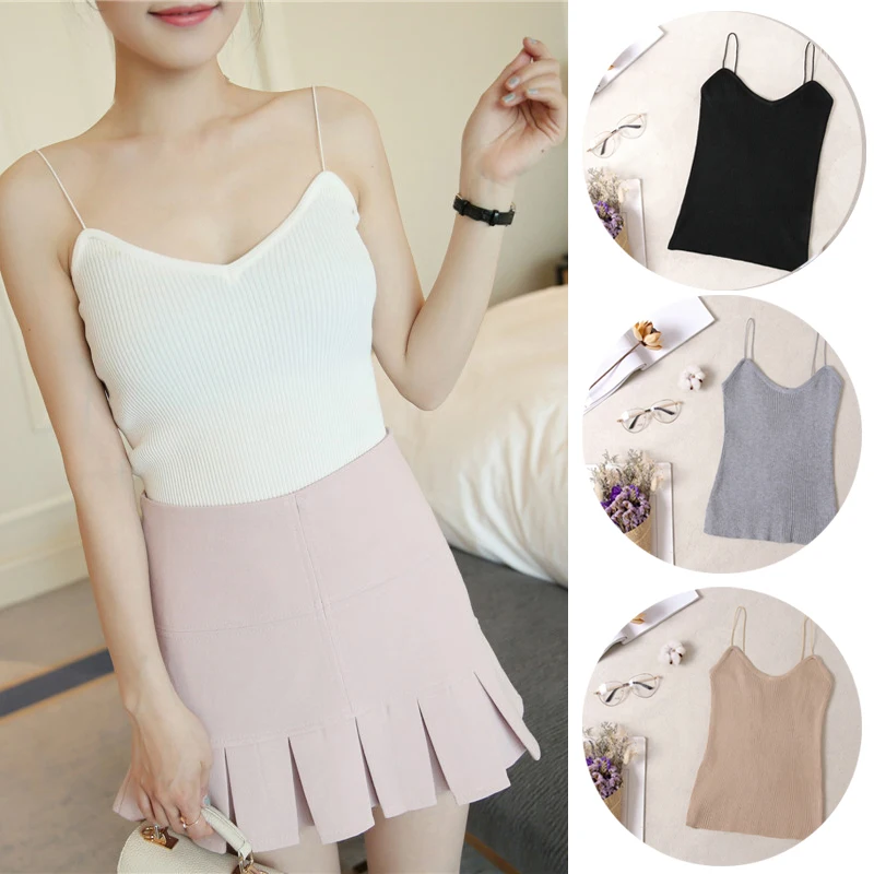 Новые женские топы футболки ярких цветов Женская майка жилет на бретелях