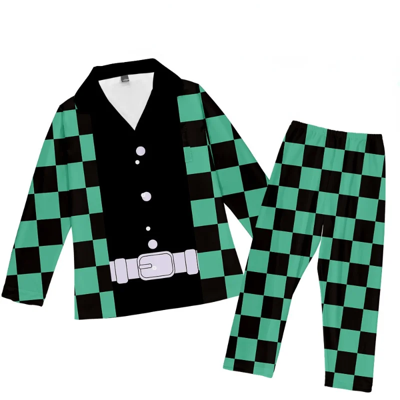 Anime Demon Slayer Cosplay Pajamas Adult Men's and Women's One-piece Pajamas Home Service Pajamas Set