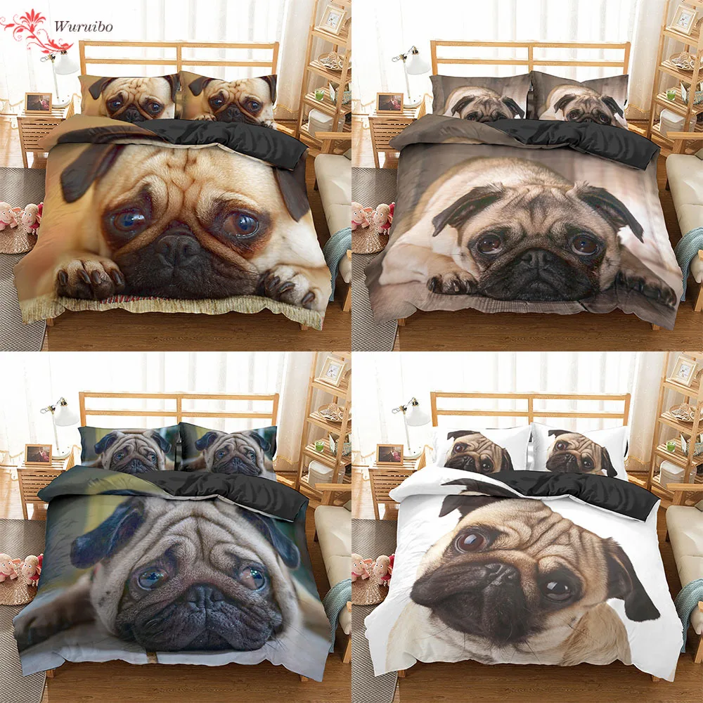 Комплект постельного белья Homesky с 3D изображением милой собаки мопса комплект