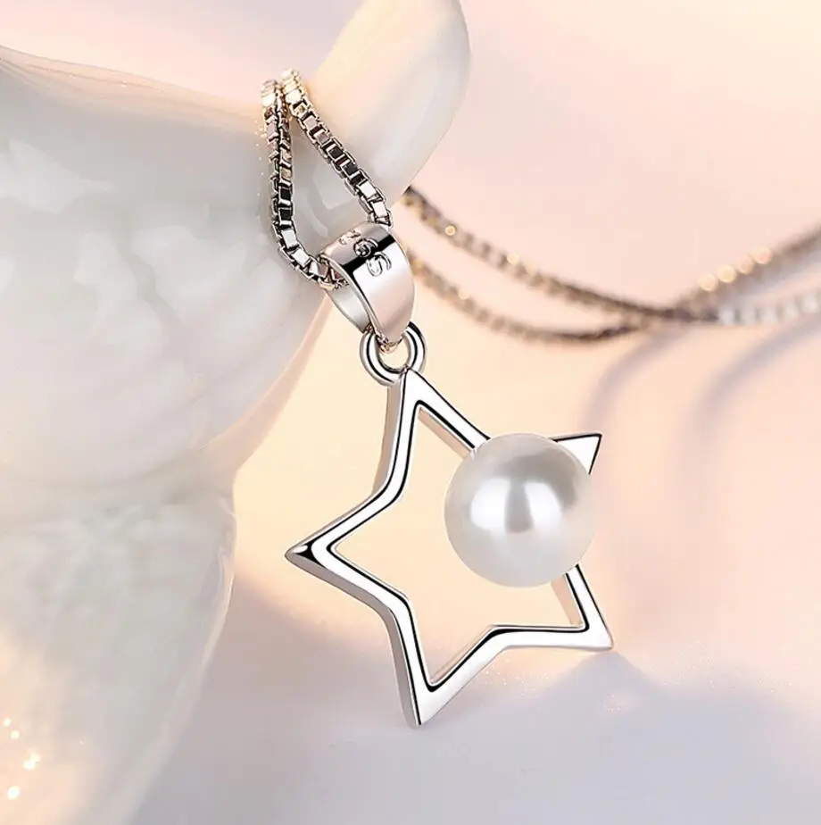 

New fashion women with star silver necklace pendant temperament elegant dazzling love stars crystal pendant jewelry New fashion