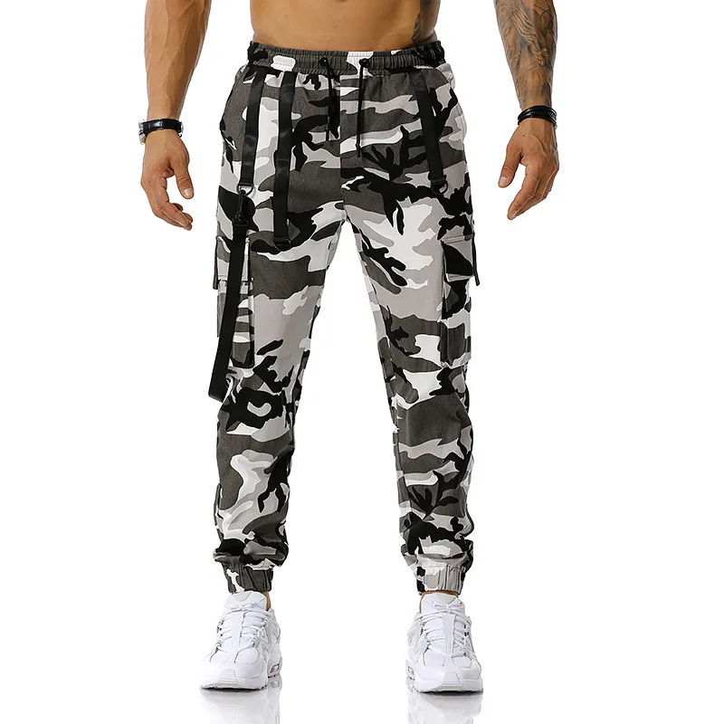 

2021 new European code men's cotton casual military camouflage combat overalls, jogging pants, work pants, men's sports pants