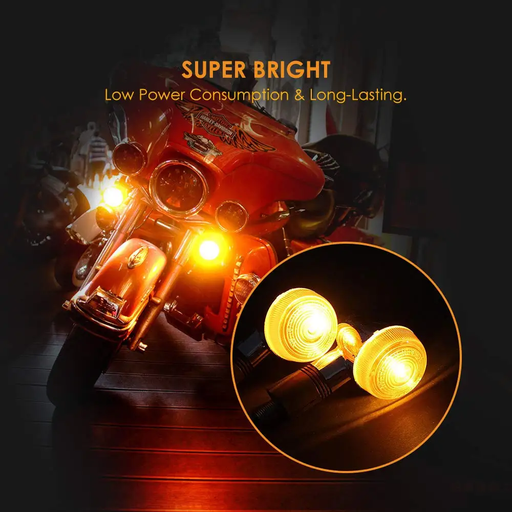 Motorcycle Turn Signals Universal Chrome-Bullet Front Rear Signal Lights for Honda Harley Bobber Chopper Cruiser Yamaha(4 P | Автомобили и