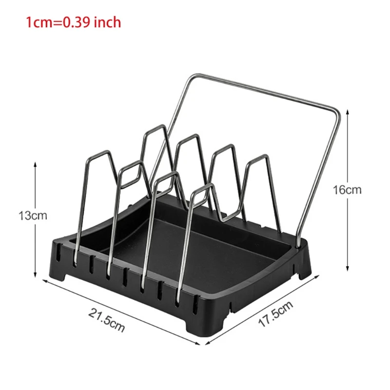 

Home Adjustable Drying Pan Pot Rack Cover Anti-fall Metal Lid Rest Stand Holder 68UE