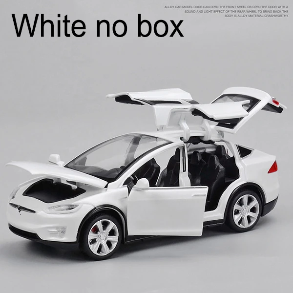 White no box 1:32 Tesla модель X90 сплав Diecasts модель автомобиля Высокая Имитация металлические транспортные средства автомобиль оттягивание 6 открытая дверь игрушки для детей Подарки - Цвет: White no box