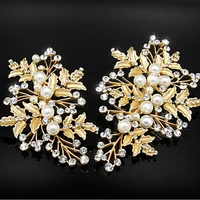 wedding dress jewelry gold and silver leaf crystal pearl hair clip bride wedding hair accessories wedding accessories bridal