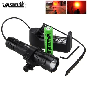 5000lm Led Weapon Gun Light White Tactical hunting Flashlight+Rifle Scope Airsoft Mount+Remote Switch+18650+Charger