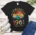 Винтажная футболка на день рождения 1961, подарок для девушки, жены, мамы, 61-й день рождения, модель 100% детской, хлопковый топ с коротким рукавом, футболки