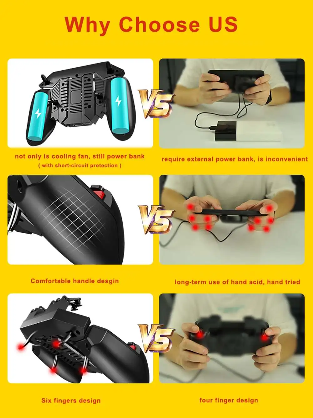 Новое поступление AK77 для PUBG Helper мобильный телефон Gamepade ручка радиатора Вентилятор с водяным охлаждением шесть пальцев ручка PUGB power Bank