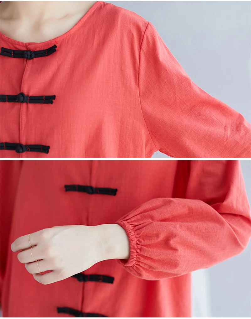 

Vintage Top&pants Set Single Breasted Women 2 Piece Set Top And Pants Cotton Hemp Women's Tracksuits Ensemble Femme Survetement