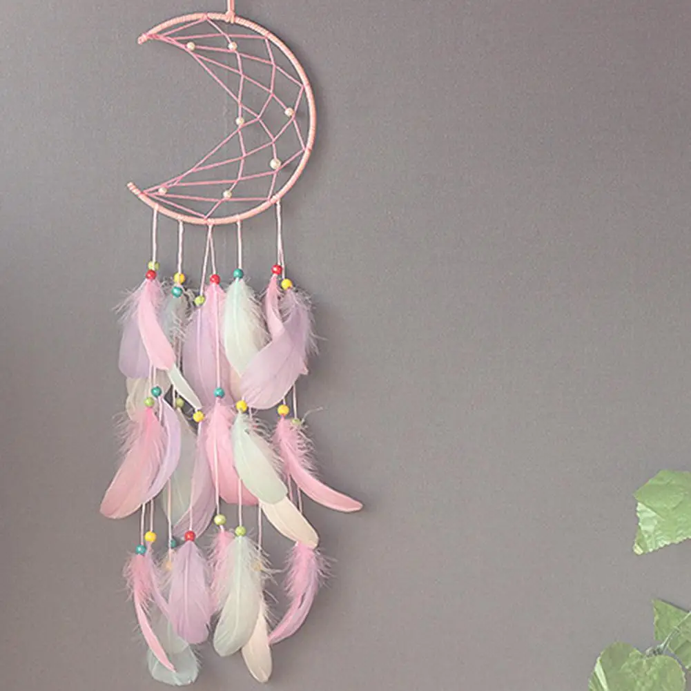 Перо Луна Ловец снов ручной работы полукруглые деревянные бусины для девочек