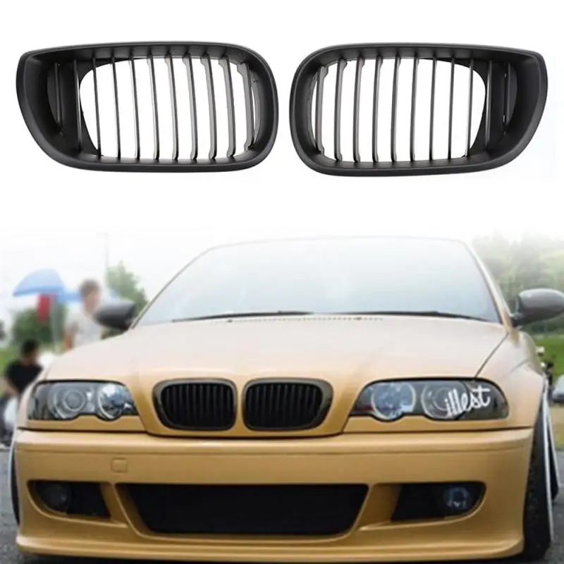 2 шт. гоночные грили матовая Черная передняя решетка для BMW E46 4 двери 4D 3 серии 2002 2005
