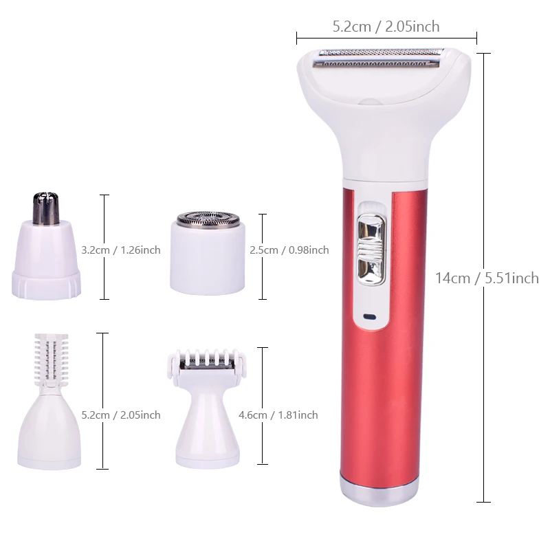

5 in 1 Women Electric Epilator Bikini Eyebrow Nose Lady Trimmer Facial Hair Removal Face Body Painless Female Shaver Depilator