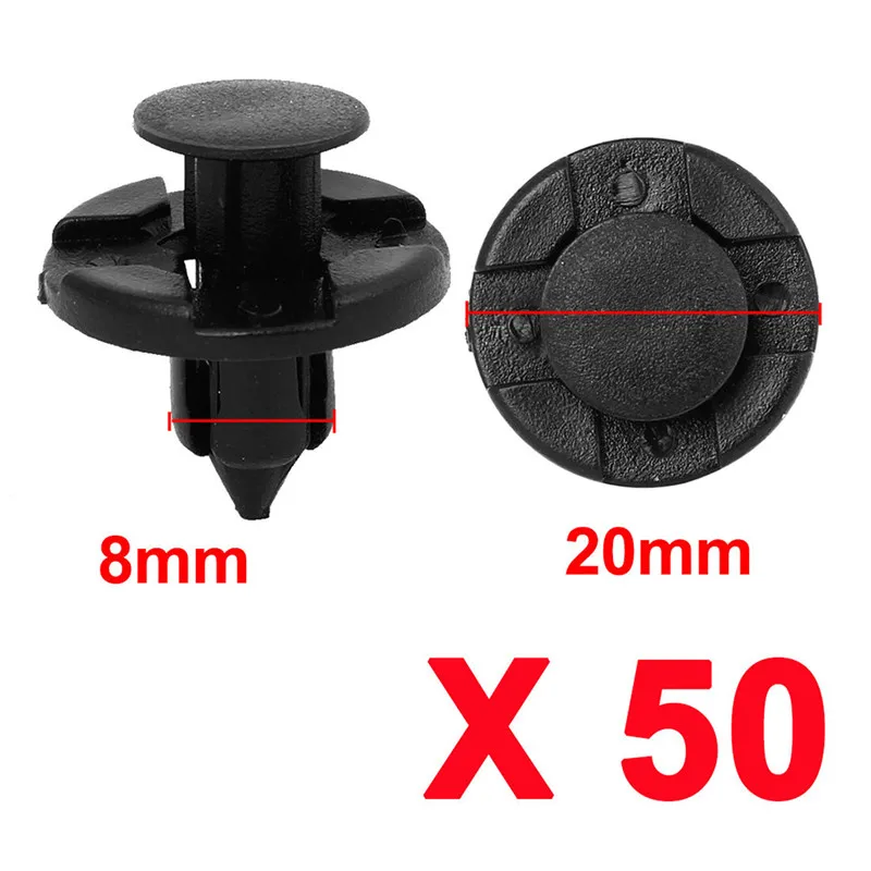 

50Pcs/set 8mm Hole Plastic Retainer Bumper Rivet Trim Clip Engine Cover Panel Clip Fasteners For Honda Civic Accord