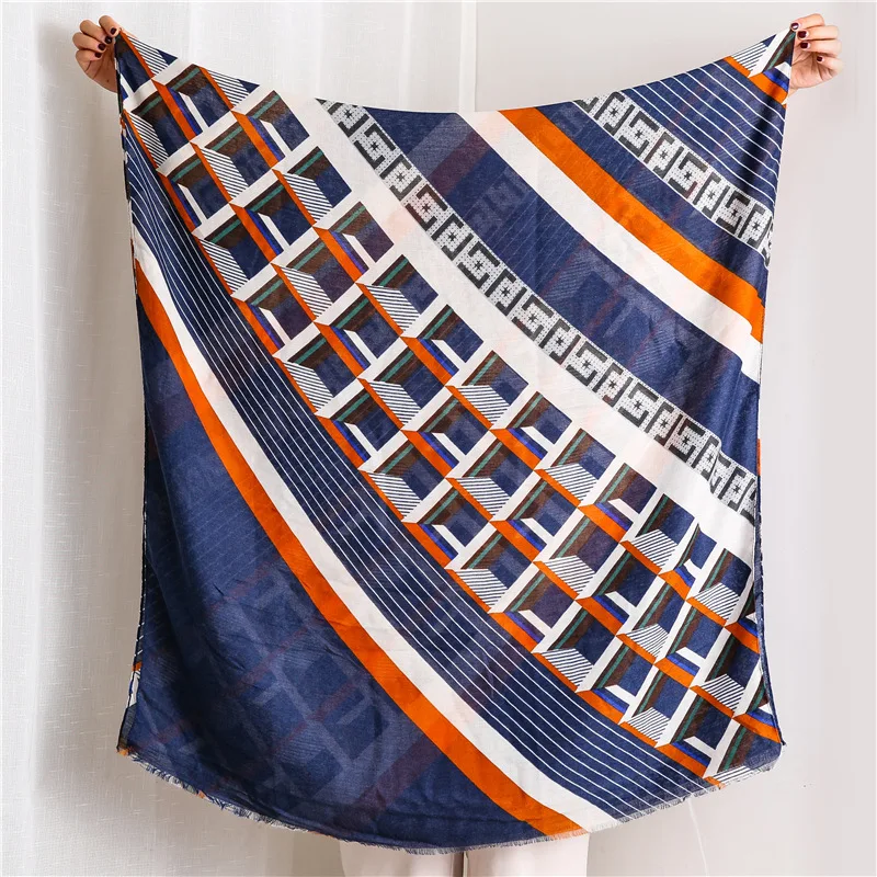 Роскошный бренд Испании новинка ацтекские геометрические искусственные шарфы