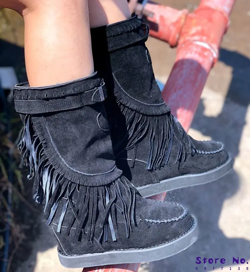 

Women high Boots fashion gladiator high heels warm autumn simple plus size shoes Booties vintage tassel Shoe botas mujer H150