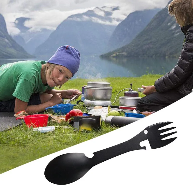 Кемпинговая вилка из нержавеющей стали многофункциональная ложка для пикника