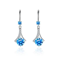 trendy earrings accessories for women wedding party 925 silver jewelry with zircon gemstone drop earrings promise gift wholesale