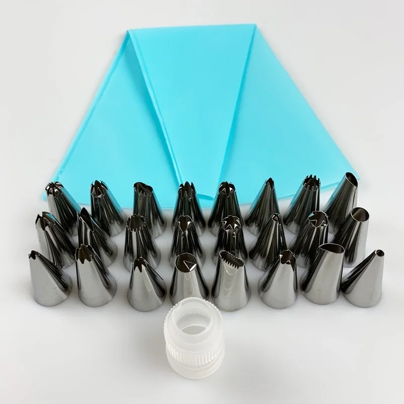 26 PCS/Set Silicone Pastry Bag Tips Kitchen Icing Piping Cream Reusable Bags 24 Nozzle DIY Cake Decorating Baking Tools | Дом и сад