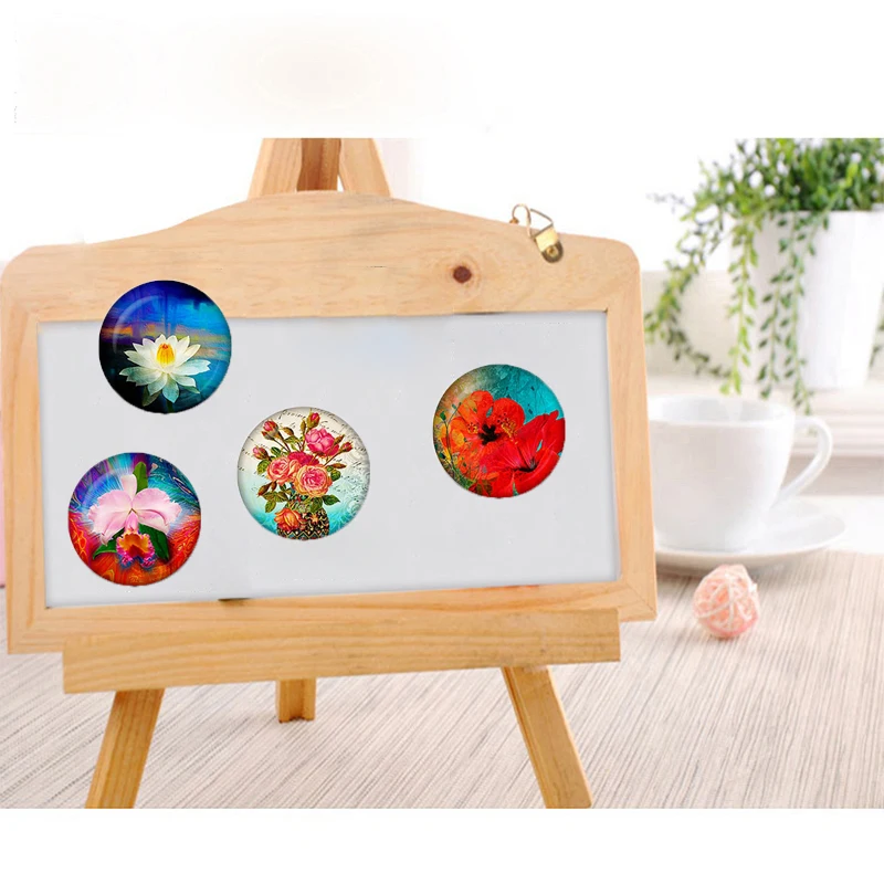 Розы в вазе 30 мм магнит на холодильник роза цветок подарок стеклянный кабошон