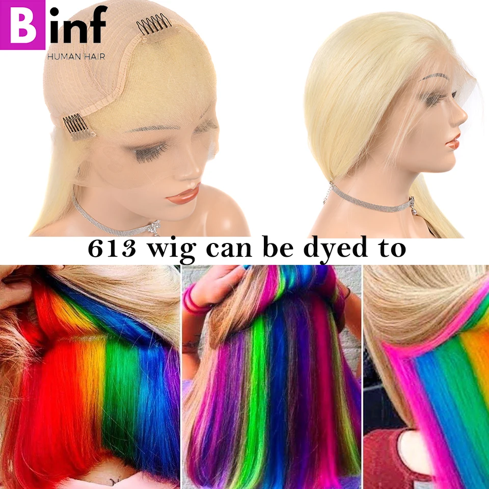 BINF 613 парик с Фронтом шнурка бразильские Прямые Remy человеческие волосы парики