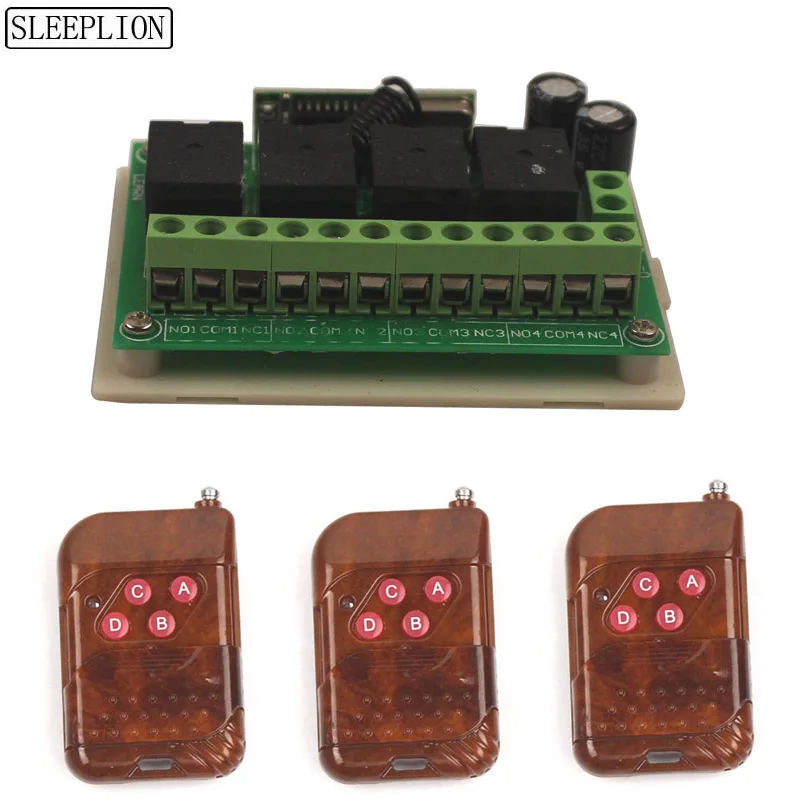 Sleeplion 433 МГц 12V 4CH 10A Беспроводной переключатель системы дистанционного управления