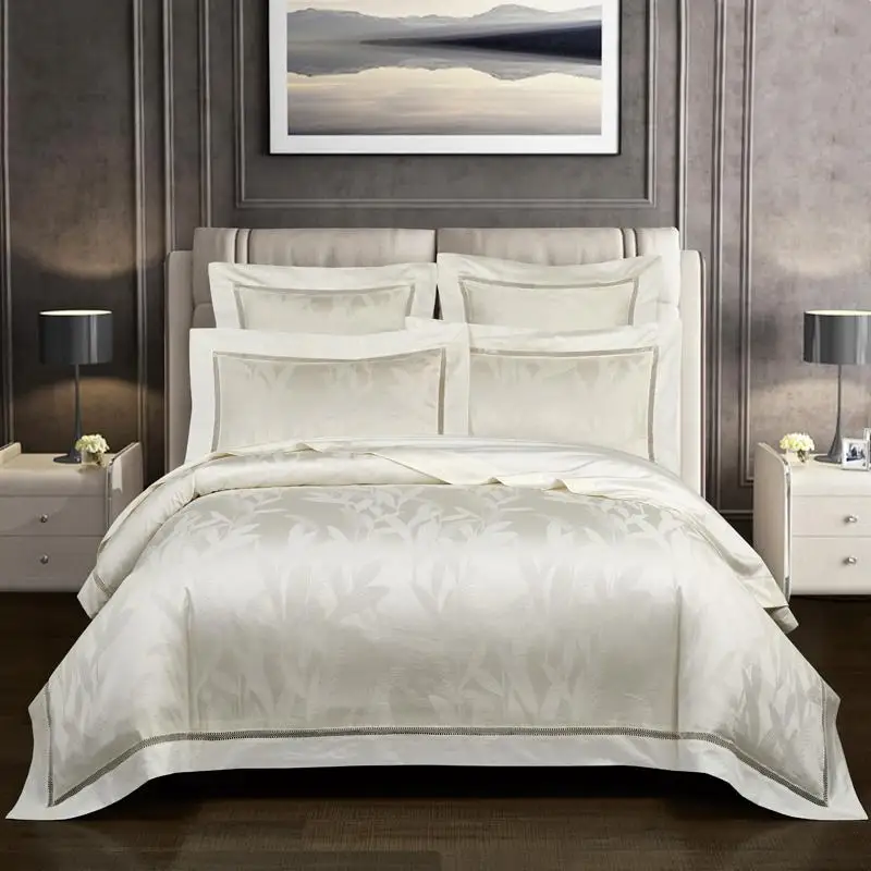 

Luxury 100S cotton Jacquard Queen King Bedding Set Bed cover egyptian Cotton Bedsheet Duvet Cover Bed set parure de lit