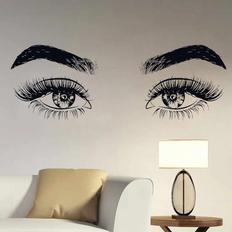 

Eyes Vinyl Wall Decal Living Room Home Decor Microblading Make Up Wall Art Sticker for Beautiful Girls Eyelashes Eyebrows G06