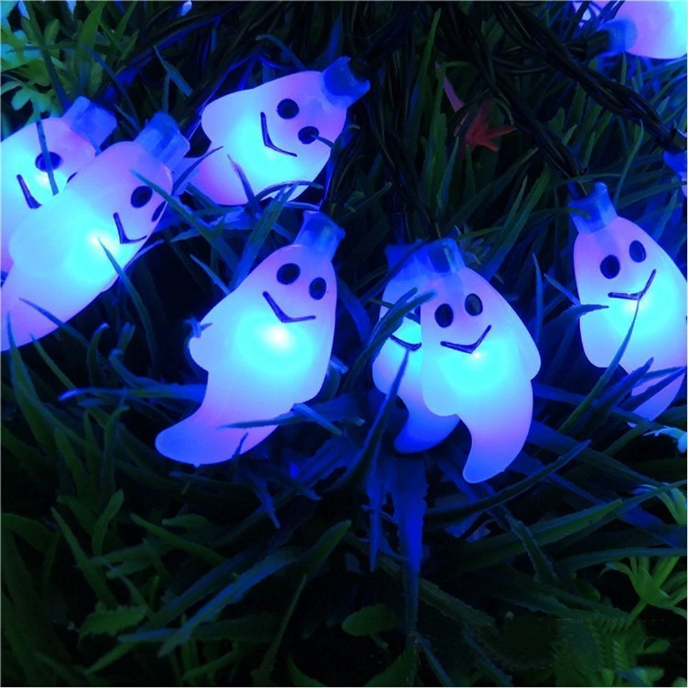 Solar Halloween String Lights 20/30/50LED 8 Modes Waterproof Cute Ghost for Easter Christmas Holiday Decorations | Освещение