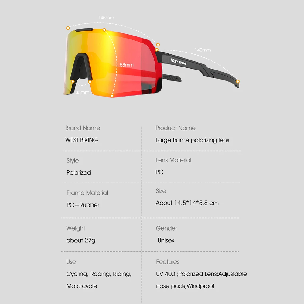 

MTB Bicycle Outdoor Sports Sunglasses Anti-UV Wind-Proof Cycling Polarized Glasses Goggles Equipment