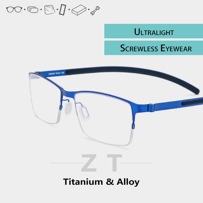 Рецептурные прогрессивные мужские очки без винтов из титанового сплава