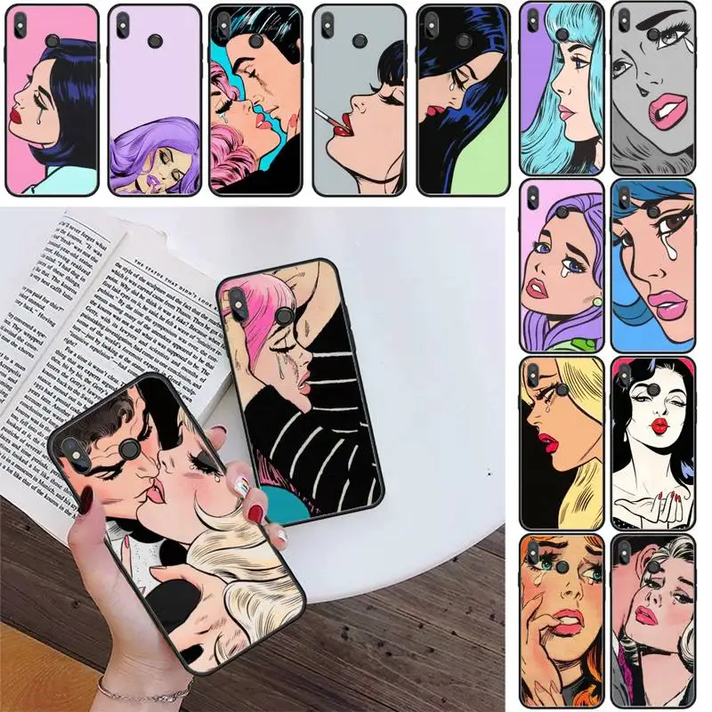 

Crying Comic Girl Painting Pop Art sad Phone Case For Xiaomi Redmi 4X 5Plus 6A 7 7A 8 8A Note 4 5 7 8 9 Note 8T 8Pro 9Pro