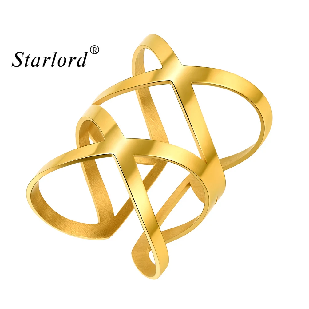 

Starlord Bohemian Style Double x Cross Ring 18K Gold Plated Comfort Fit Finger Rings Adjustable PSR4608J