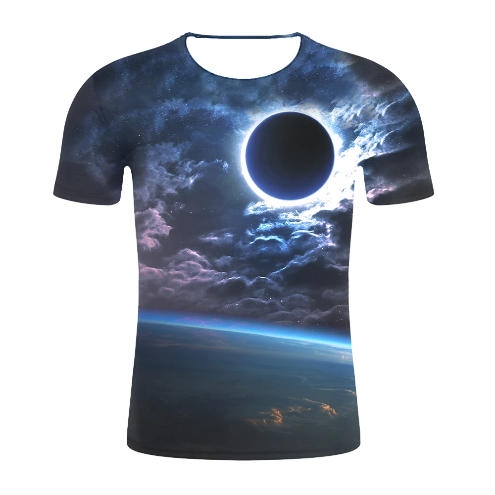 2019 Летняя мужская космическая Галактика 3D футболка черная дыра рисунок футболки