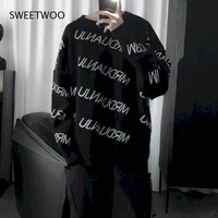 2021 new spring winter mens sweaters wild homemade dark letters thick round neck loose ins couple knit bottoming shirt women