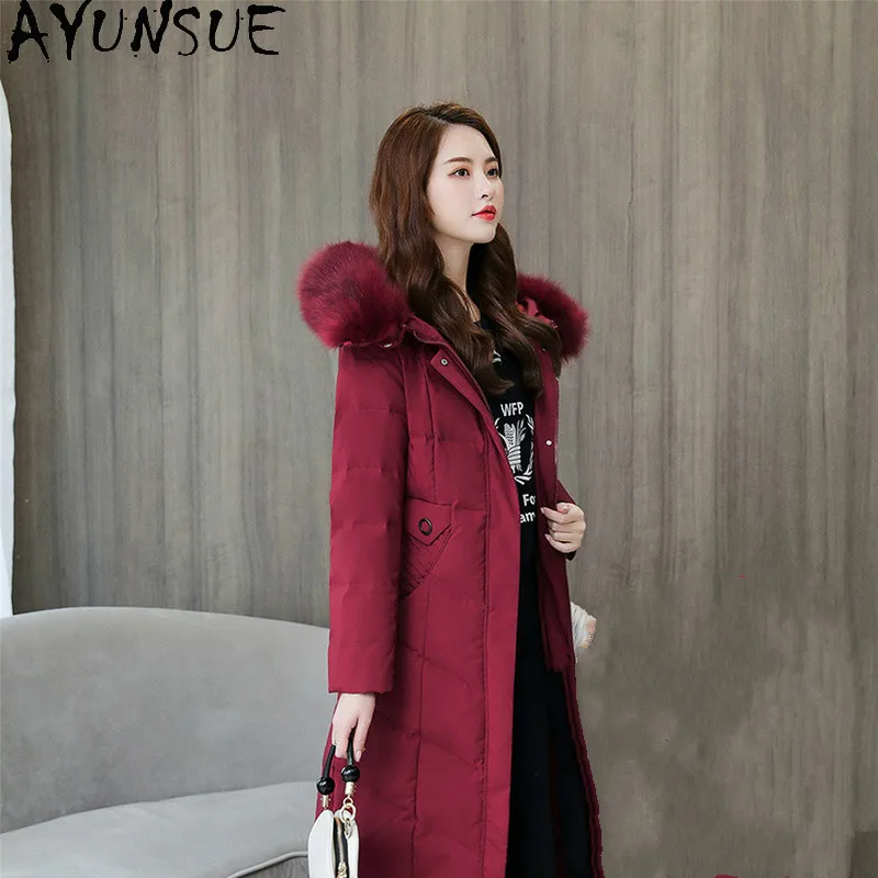 

AYUNSUE Women's Down Jacket Long Coat Female Jacket 90% White Duck Down Coats Warm Winter Women Parkas 2020 Mujeres Abrigos 1330