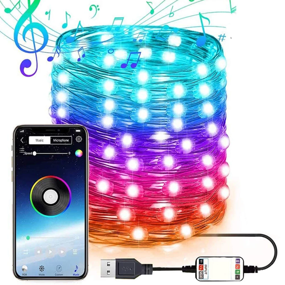 

LED String Lights Fairy Lights 10M Bluetooth Copper Wire String Lights 100/200 LED String Lights USB APP Remote Control Lighting