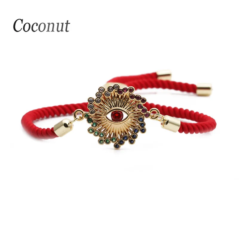 

Lucky Red Thread Evil Eye Zirconia Charms Bracelets For Women Girls Red Rope String Copper Beaded Bracelet Adjustable Hand Chain