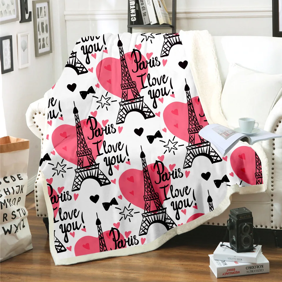 Эйфелева башня Мода 3D для влюбленных пар с принтом овечки шерстяной подкладкой