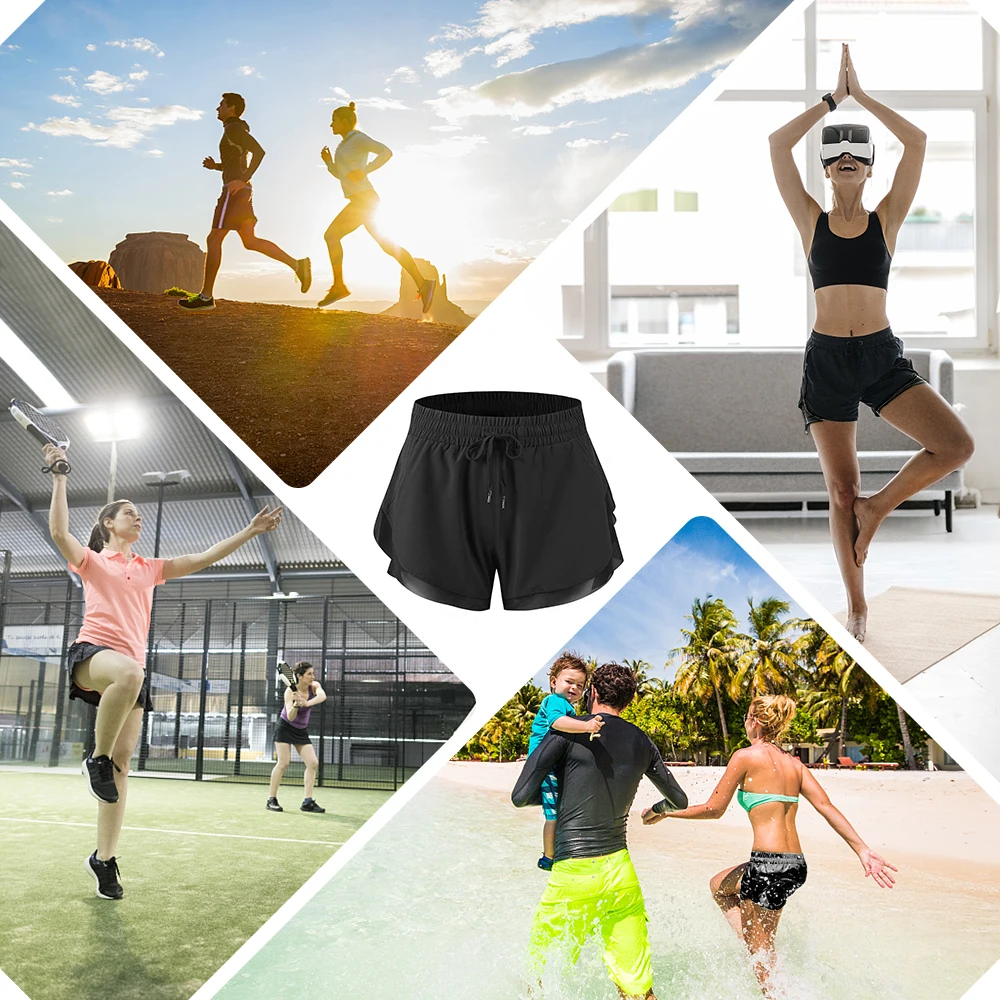 

Summer Running Shorts Women 2 In 1 Marathon Quick Dry Shorts Gym Loose Sport Shorts Breathable Yoga Shorts