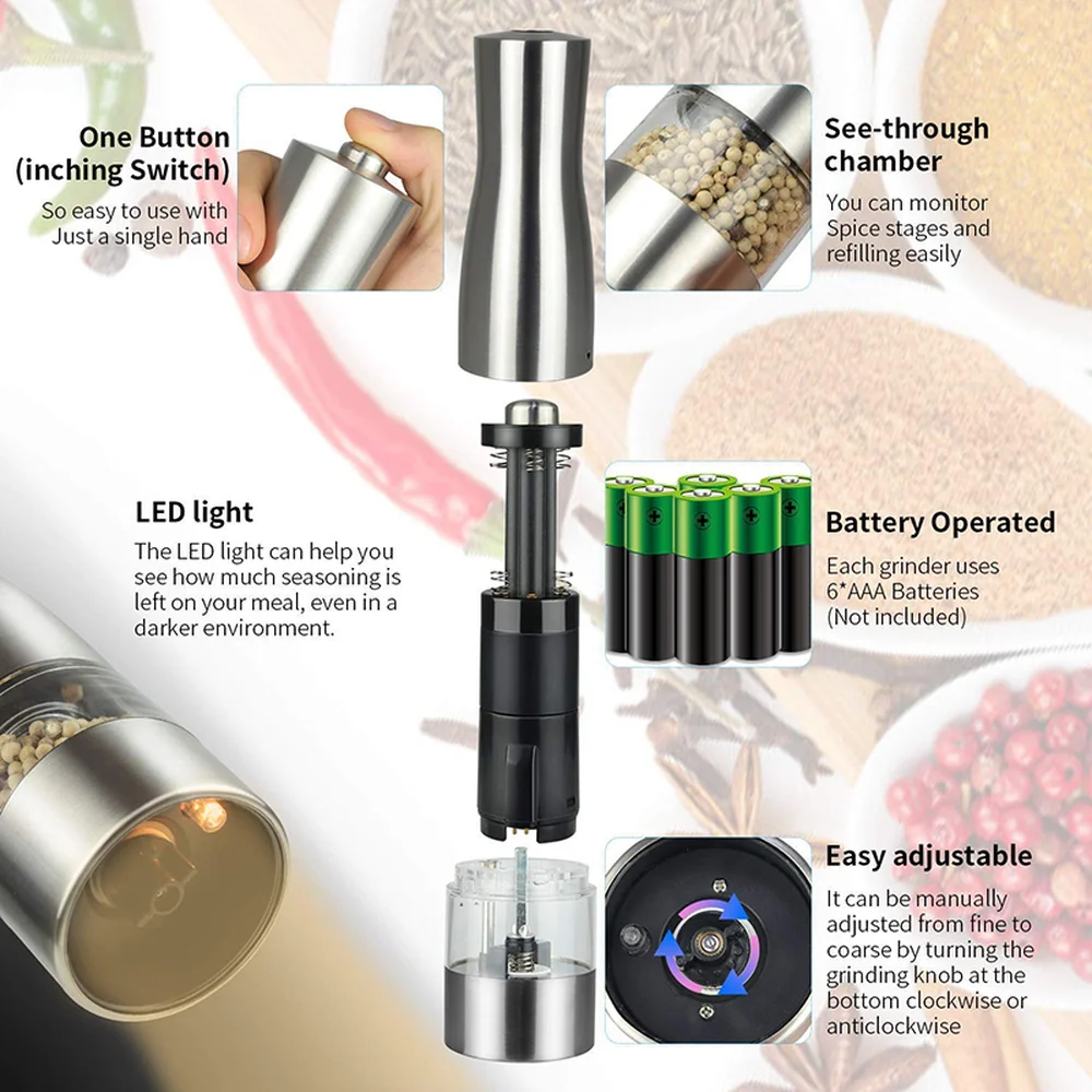 Электрическая мельница для перца мясорубка специй 2 шт. в наборе соли и из