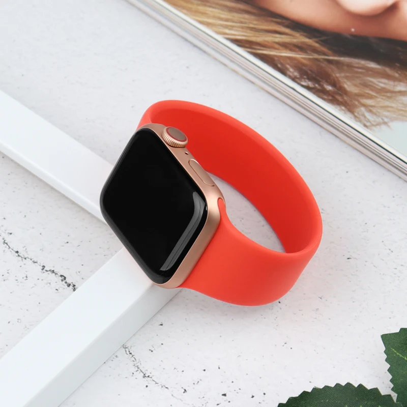 Strap for Apple Watch Band 44mm 40mm 45mm 41mm 38mm 42mm Elastic Sport Silicone Solo Loop bracelet iWatch Series 8 ultra 7 6 5 3
