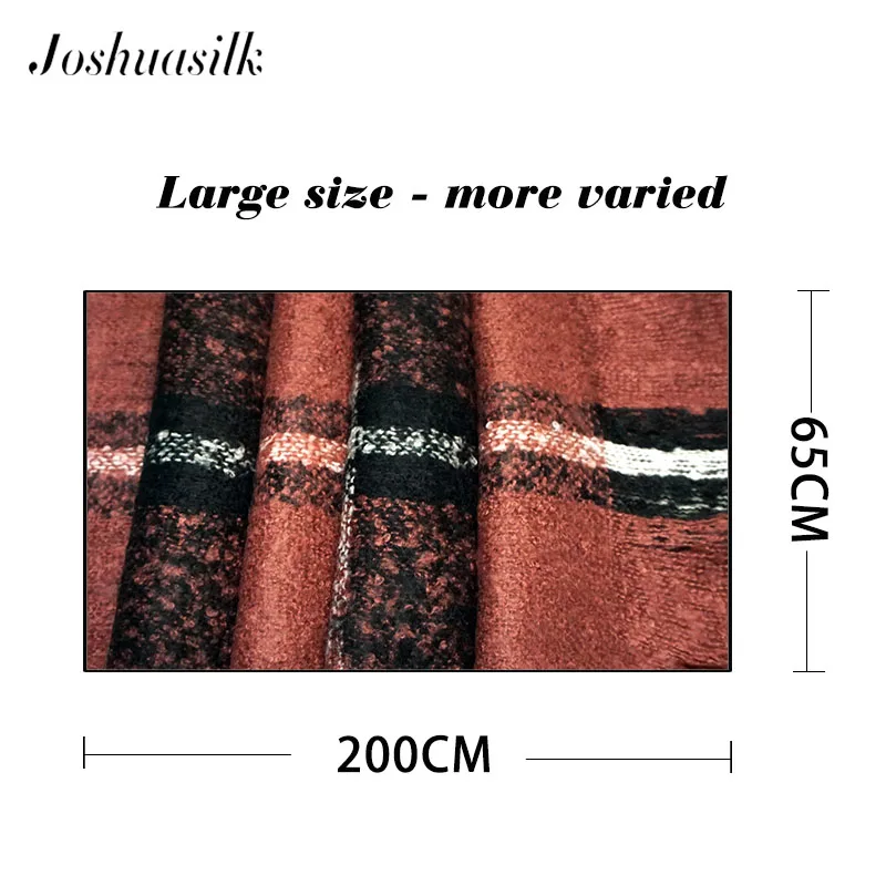 

Joshuasilk Winter lady retro plaid scarf to increase wool long scarf multi-function shawlPlus velvet for warmth and comfort Plus