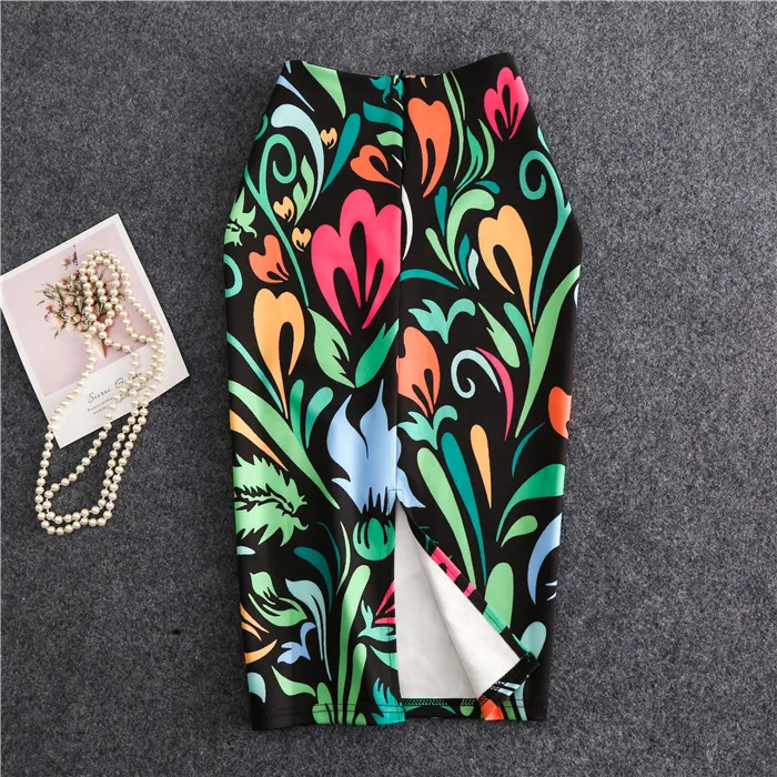 Женская летняя юбка-карандаш с цветочным принтом повседневная Юбка До Колена