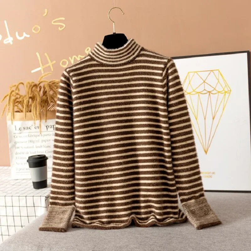 

Женский кашемировый свитер в полоску, с длинным рукавом