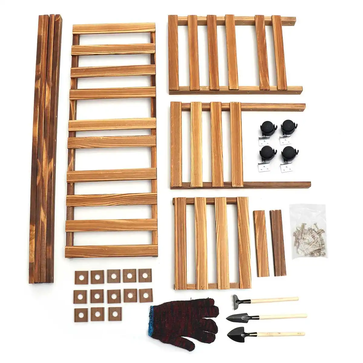 

Flower Stand Pot Plant Bonsai Display Shelves with Wheels 4 Layers Wooden Storage Rack Holder Patio Garden Home Decoration